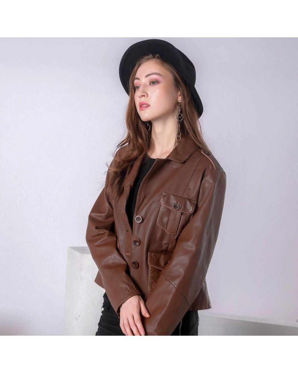 Zasta Studio Brown Irish Mule Multipocketed Leather Blazer
