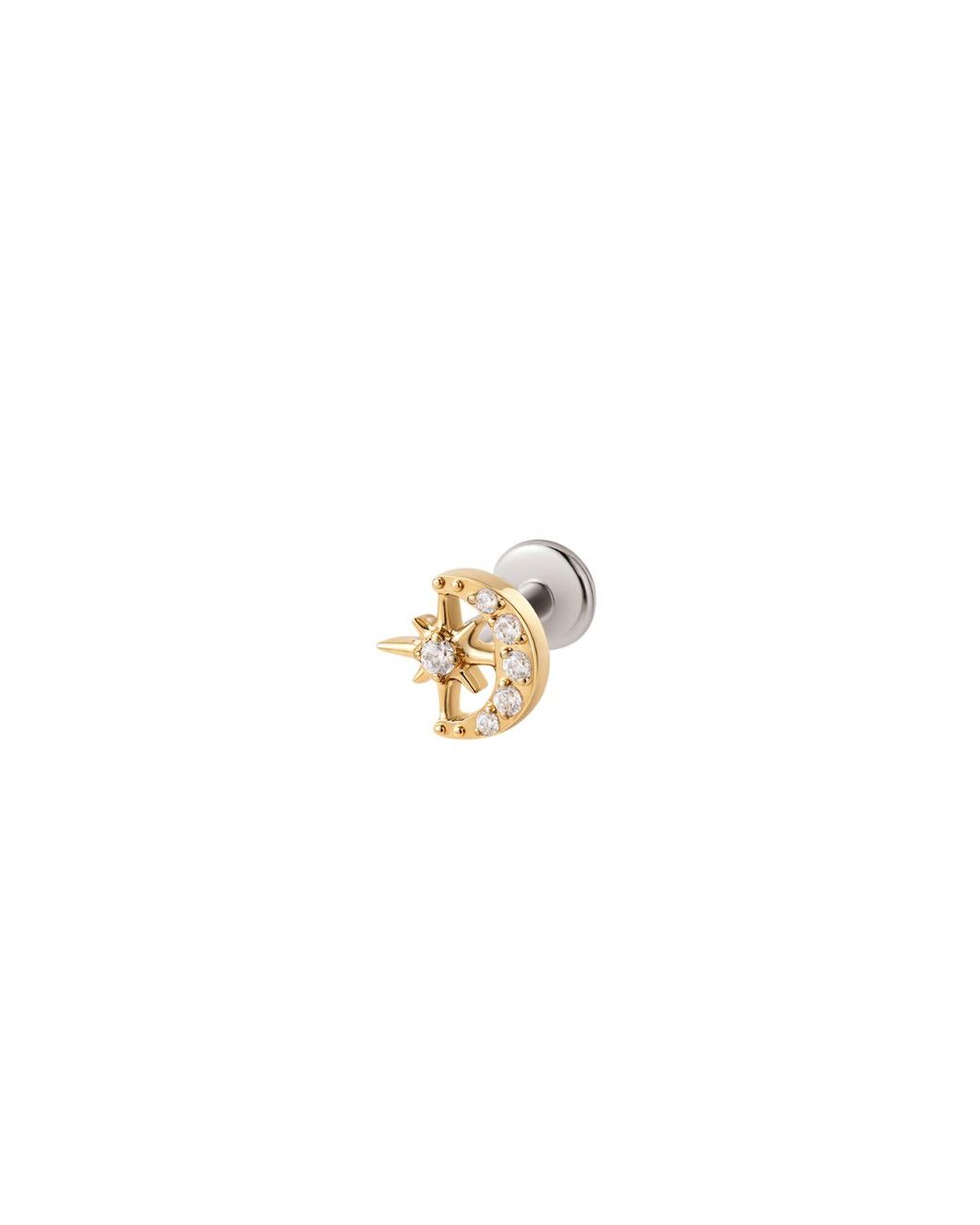 Vanhi Metallic Celestial Spark Threadless Flat Back Titanium Cartilage Stud
