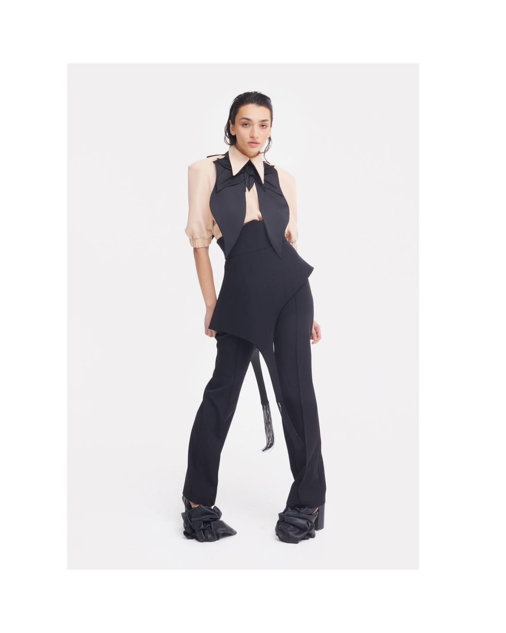 Julia Allert Black Full-Length Tailored Straight Leg Pants With Back Zipper