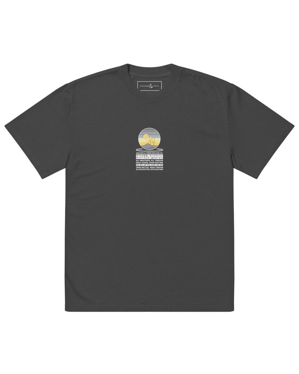 Anchor and Crew Black Faded Desert Surf Explore Co. Oversized Cotton T-Shirt