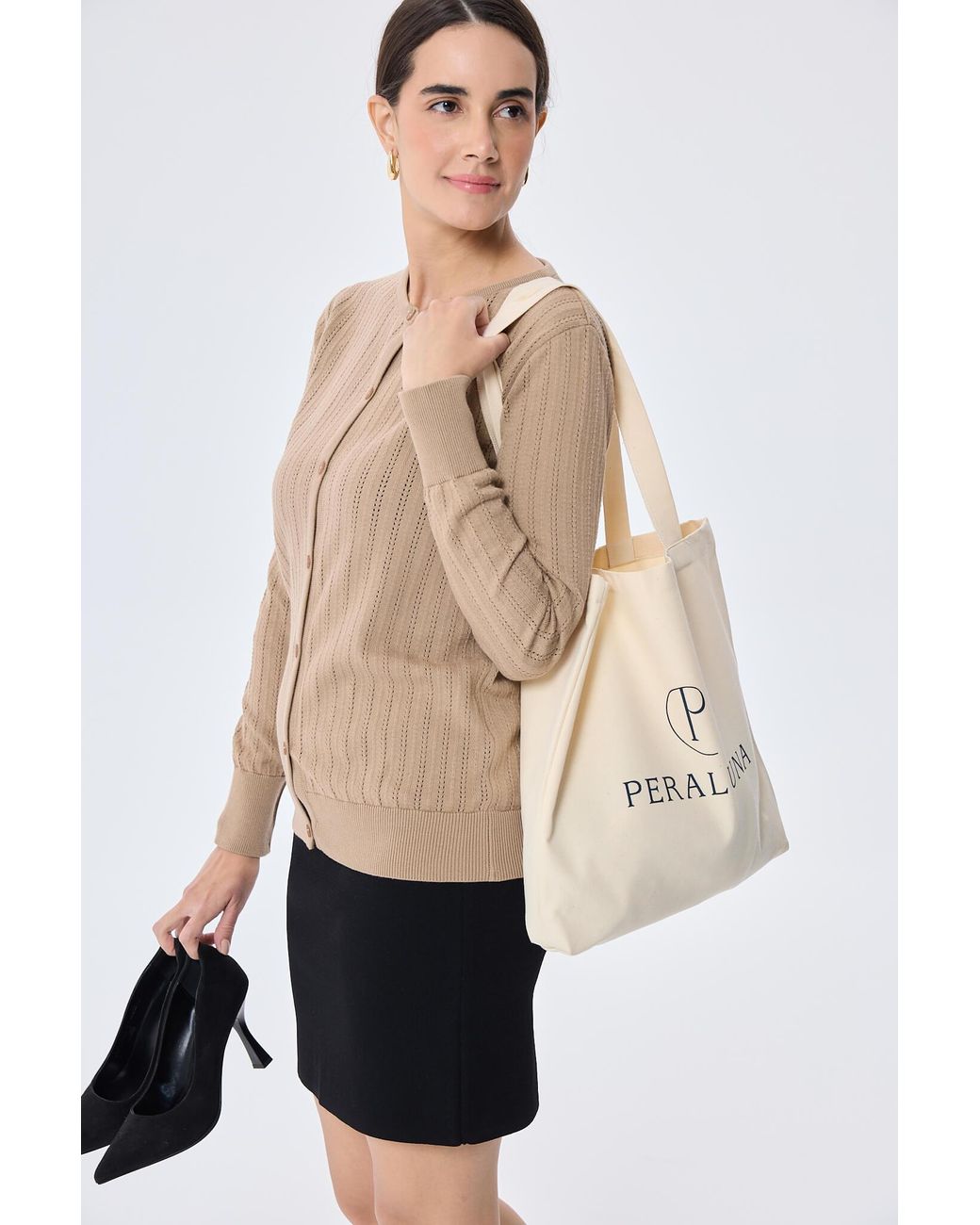 Peraluna Brown Celine Openwork Knit Cardigan