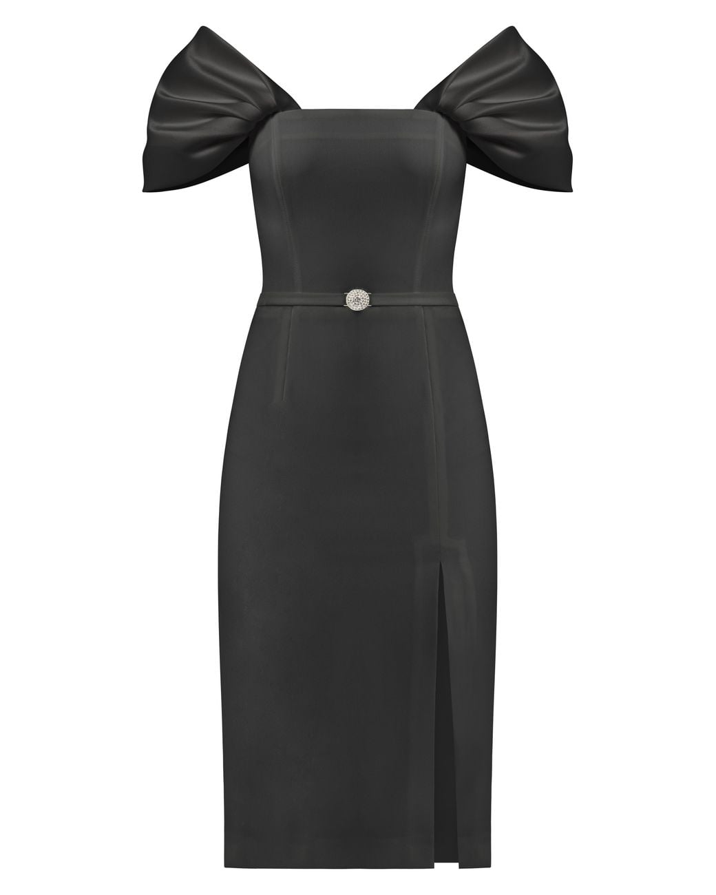 Tia Dorraine Black Mirage Crystal Ornament Midi Dress