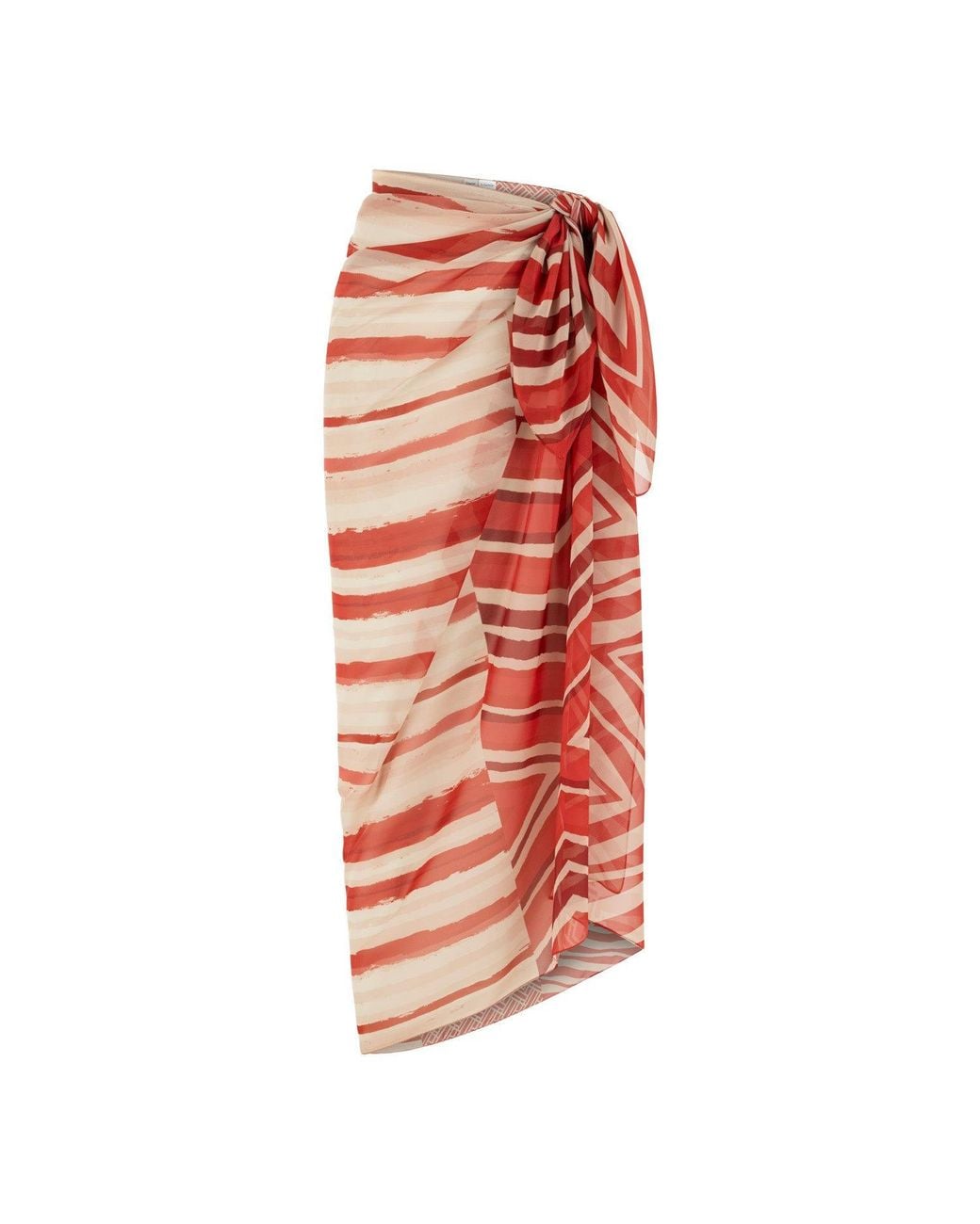Lilamie Red Aruba Chiffon Side Tie Summer Pareo Skirt