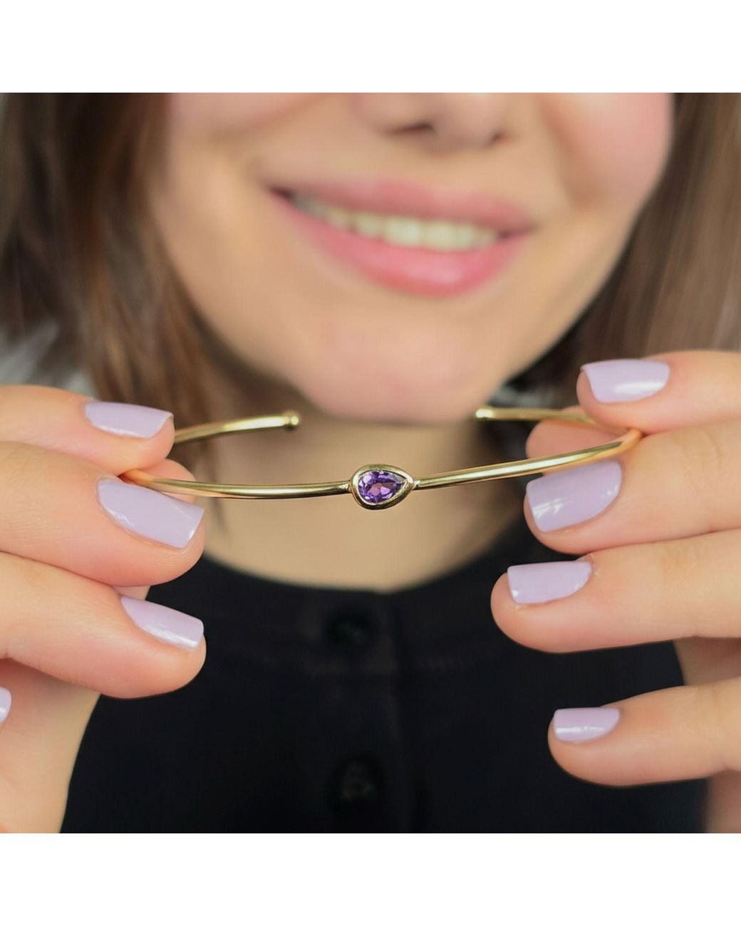 Sophelia Metallic Vermeil Plated Amethyst February Birthstone Bangle