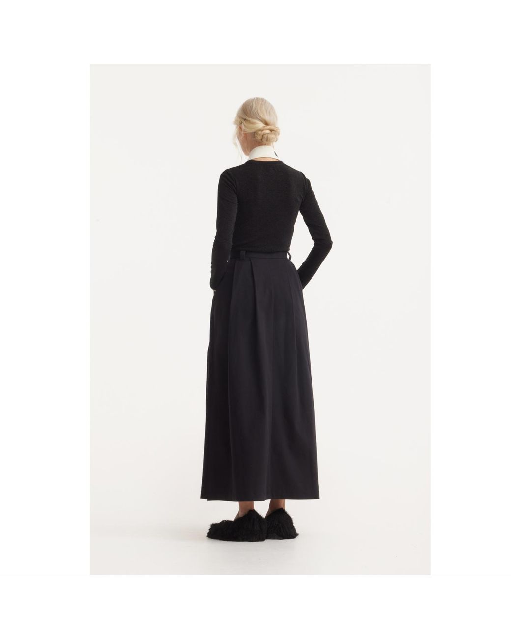 Julia Allert Black Casual A-Line Maxi High Waist Skirt