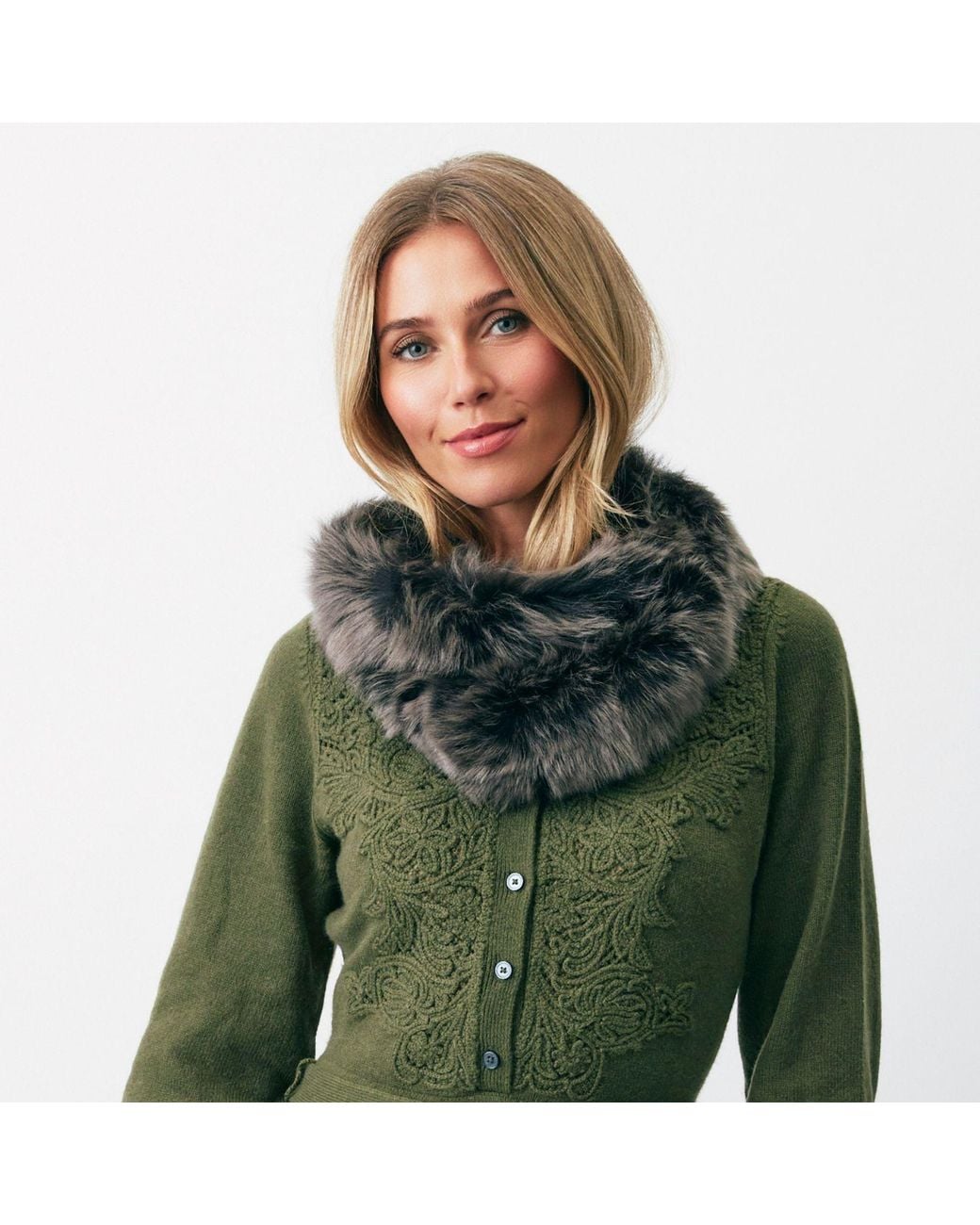 Owen Barry Gray Toscana Sheepskin Ebony Briza Infinity Scarf