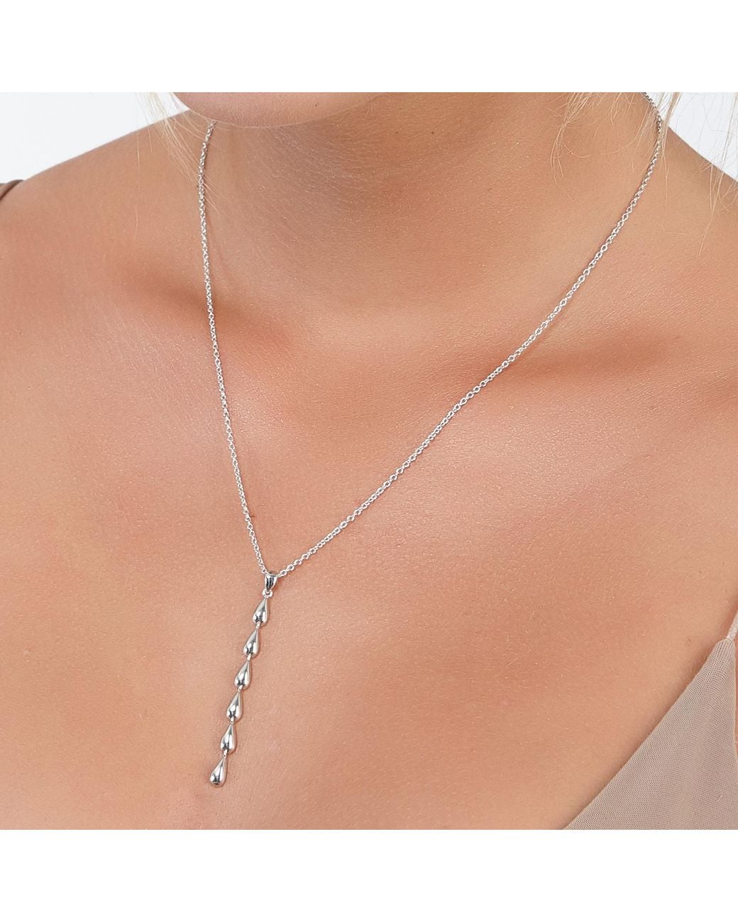 Lucy Quartermaine Metallic Solid Sterling Long Tear Drop Pendant