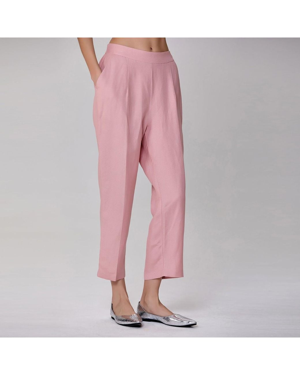 Smart and Joy Pink Straight Linen Pants