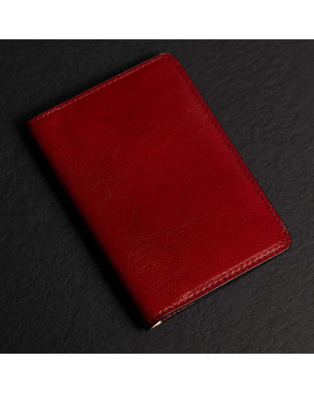 Time Resistance Red Small Leather Passport Holder For