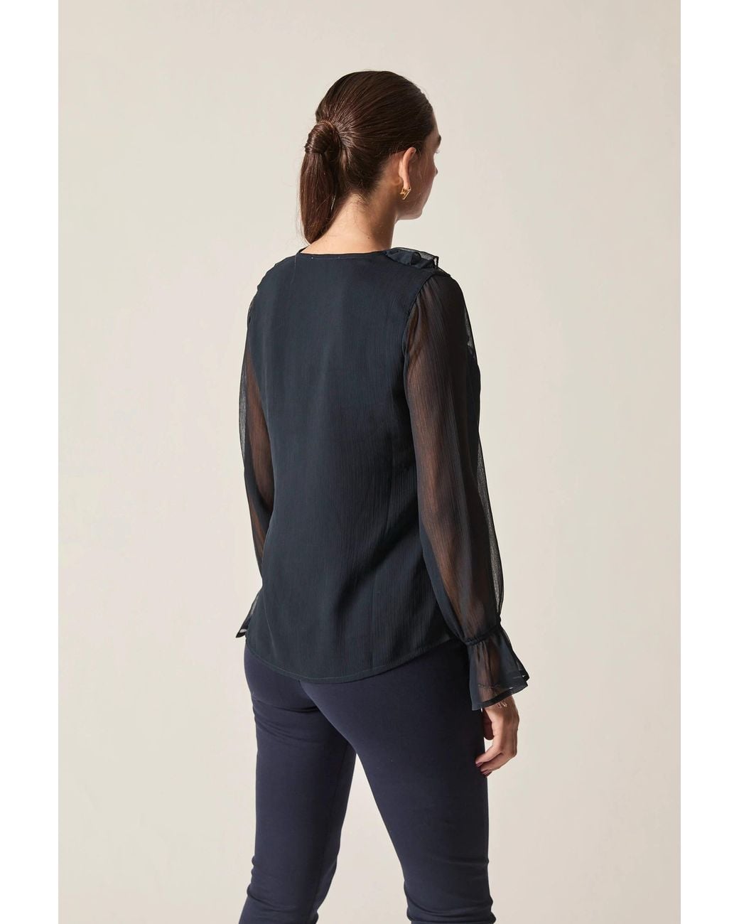 James Lakeland Blue Ruffle Blouse