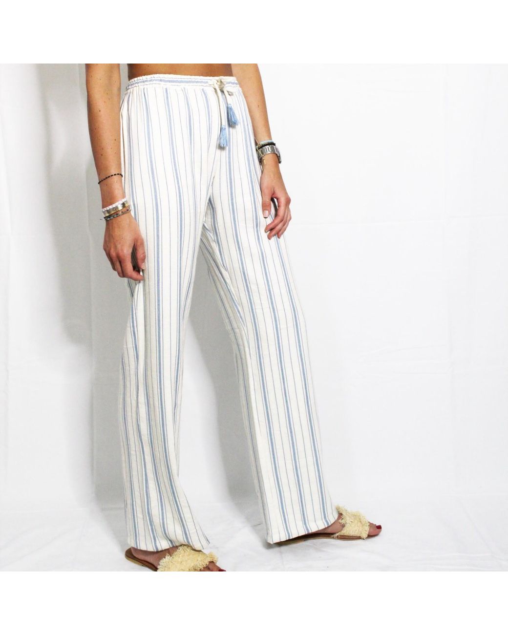 Boutique Kaotique Blue Striped Moroccan Beach Trousers