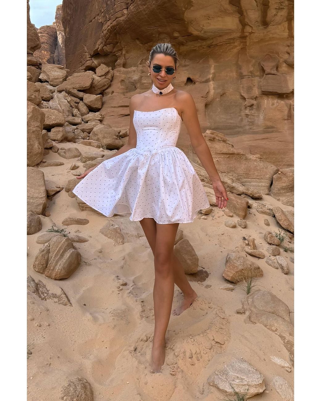 POST MERIDIEM White Tuck Corset Mini Dress