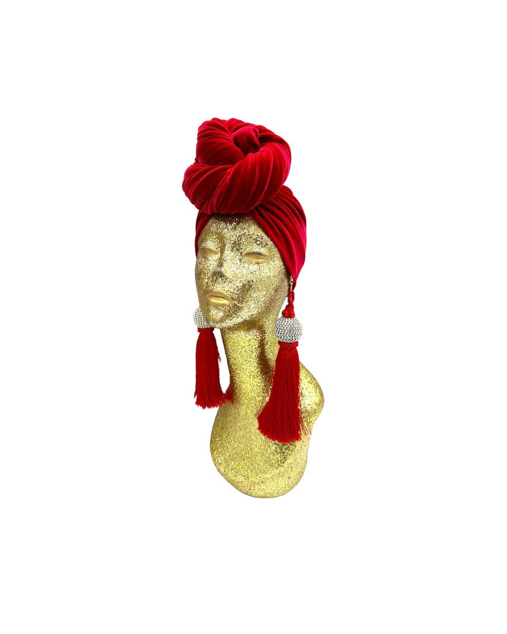 Julia Clancey Red Ruby Disco Ball Turban