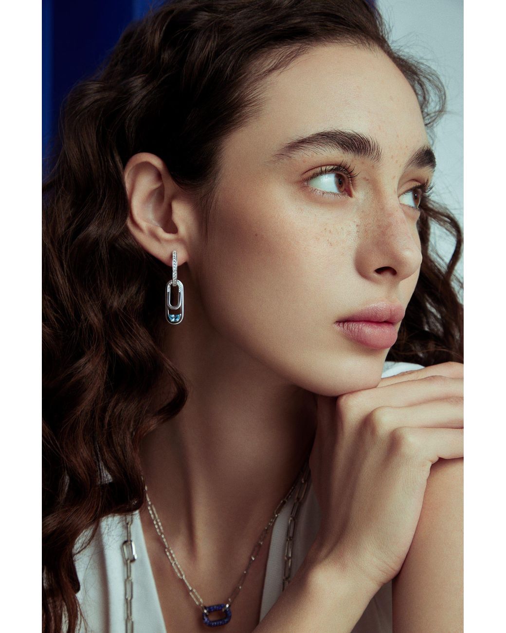 Arte Madrid Blue Toggle Convertible Hoop Earrings With Drop Charms