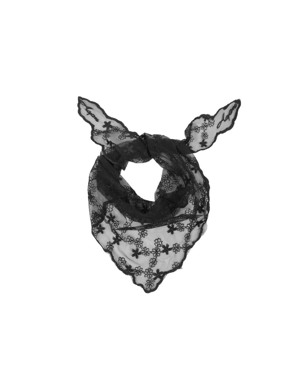 Saachi Black Embroidered Lace Bandana