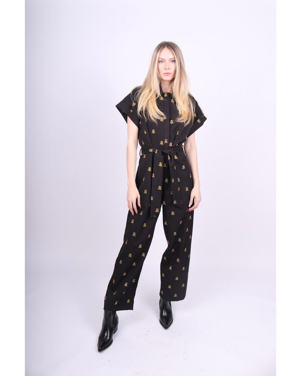 Any Old Iron Black Embroidered Wasp Jumpsuit