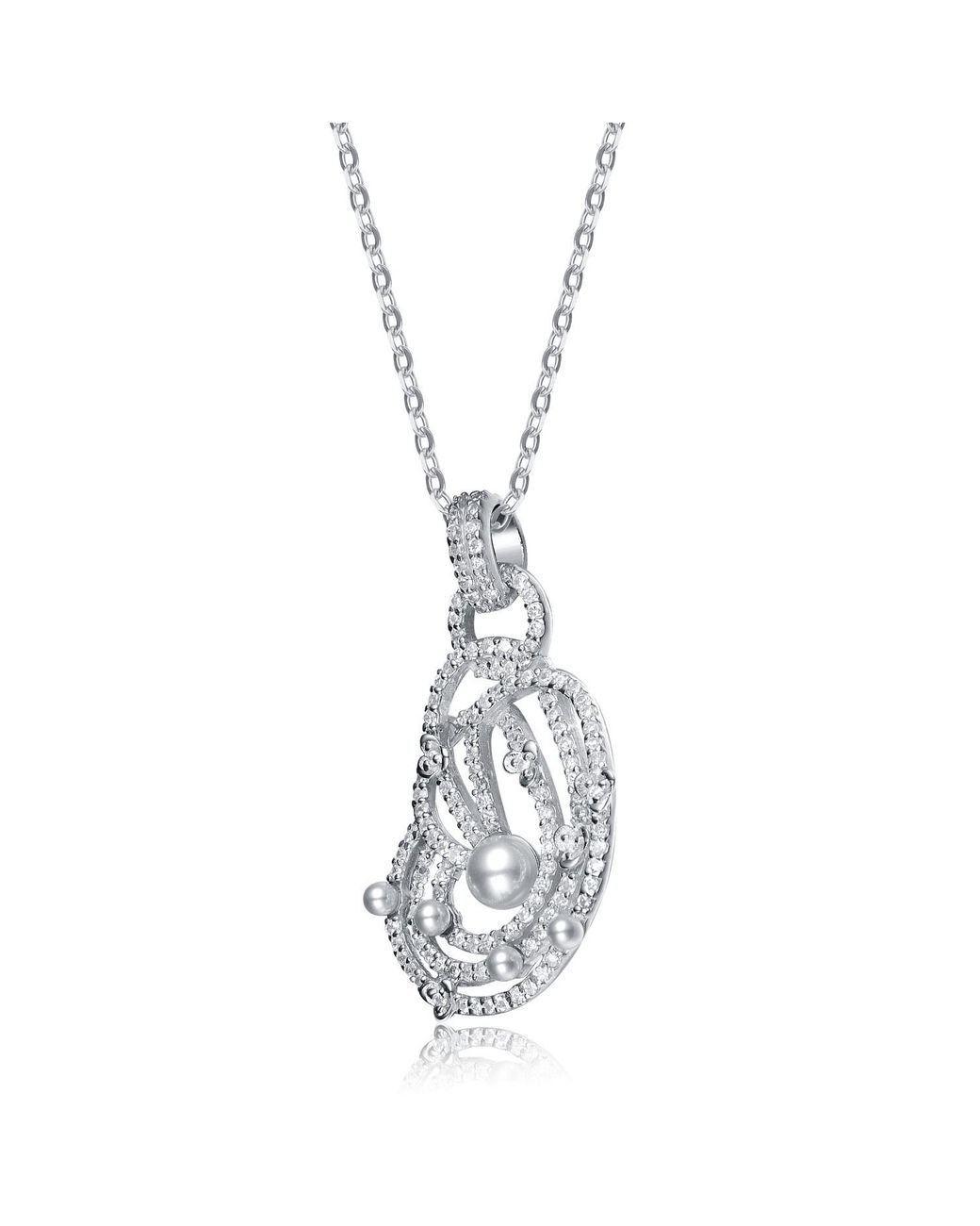 Genevive Jewelry Metallic Sterling Cubic Zirconia Twisty Pendant