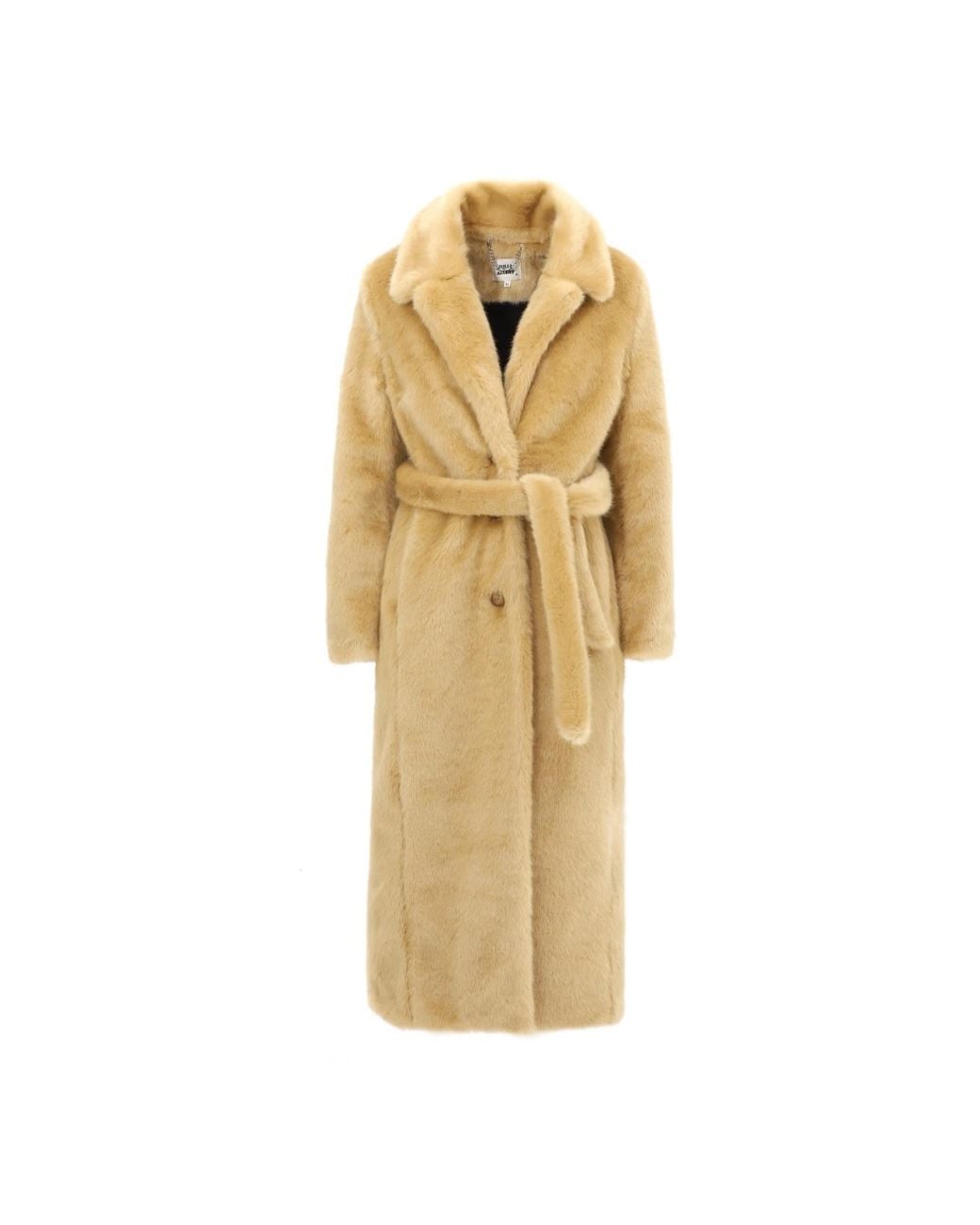 Julia Allert Metallic Neutrals Demi-Season Solid Faux Fur Coat Warm