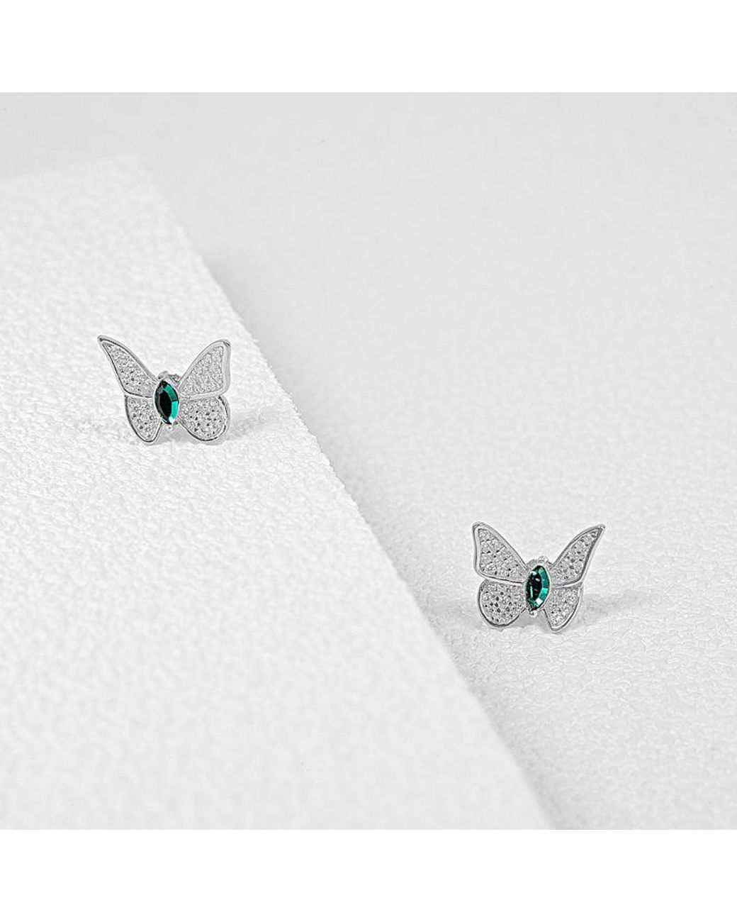 Far East Jewelry Blue Handcrafted & Crystal Dream Butterfly Earrings