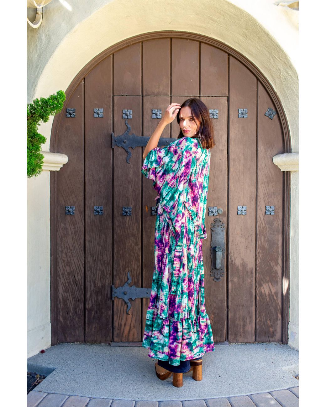 Jennafer Grace Green Janys Scarf Sleeve Kimono