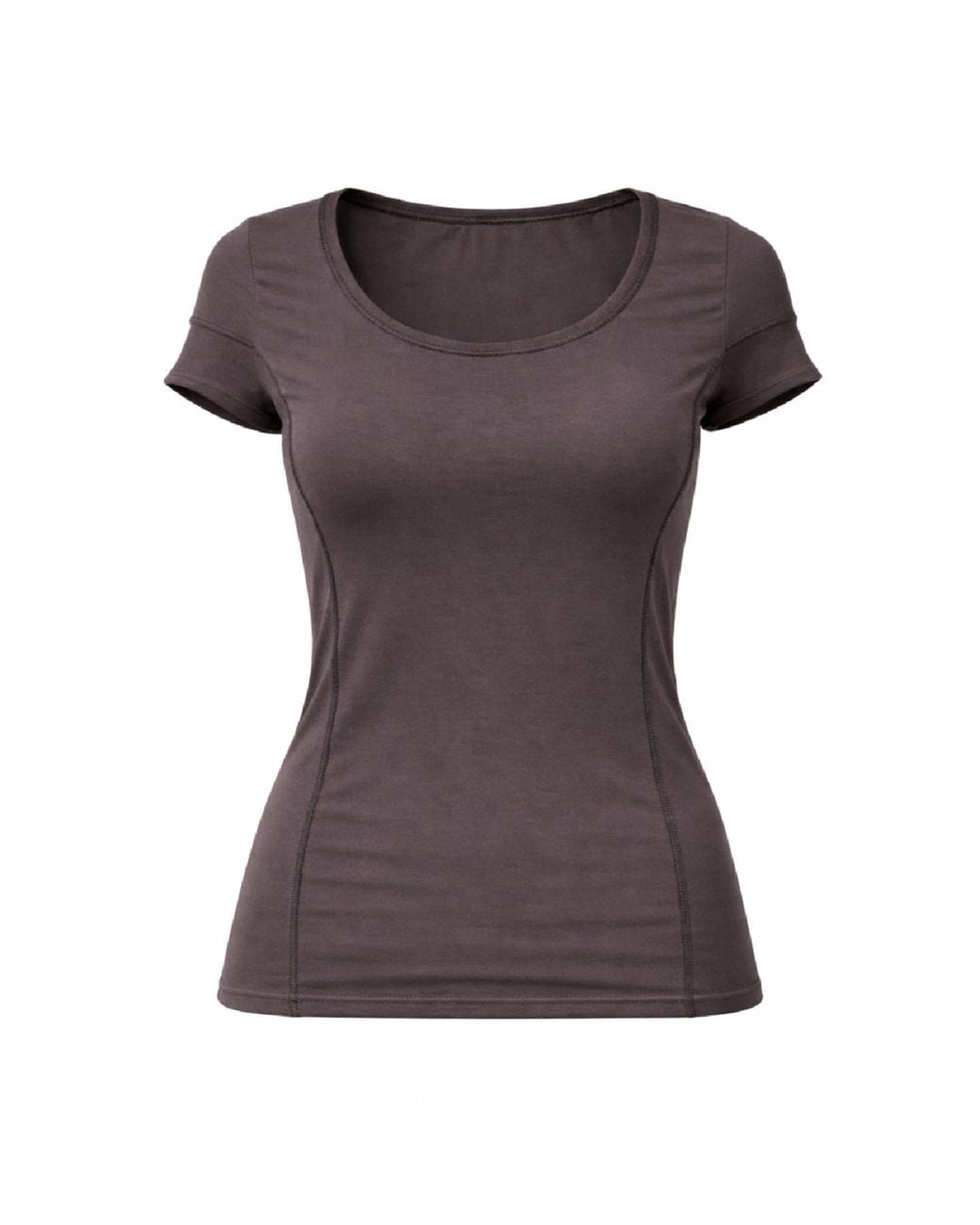 Conquista Brown Fitted Short-Sleeve Jersey Top With Sculpted Seams