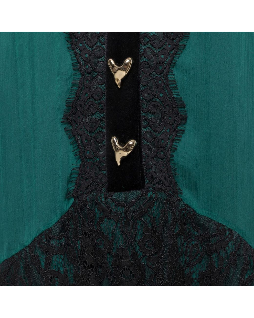 Nissa Green Lace Insert Silk Midi Dress