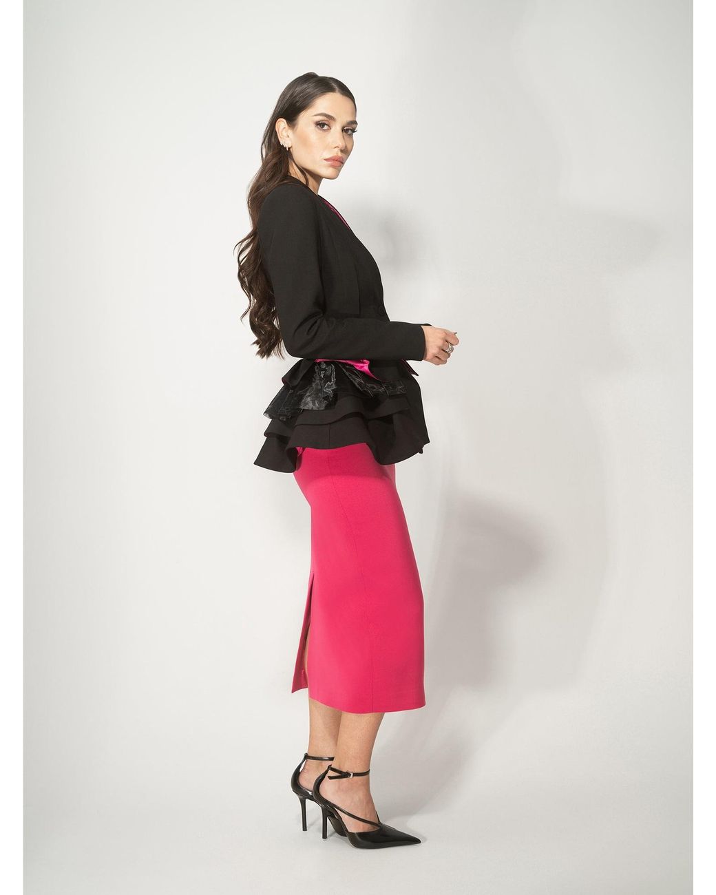 Tia Dorraine Black Mon Chèri Ruffled Blazer