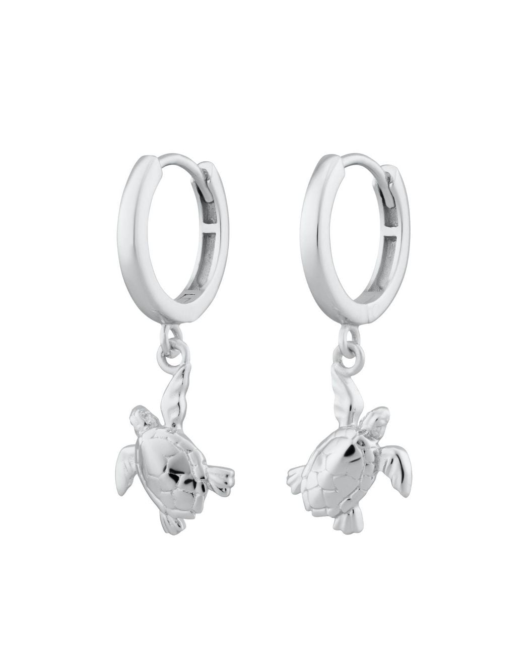 Lily Charmed Metallic Sterling Turtle Charm Hoop Earrings