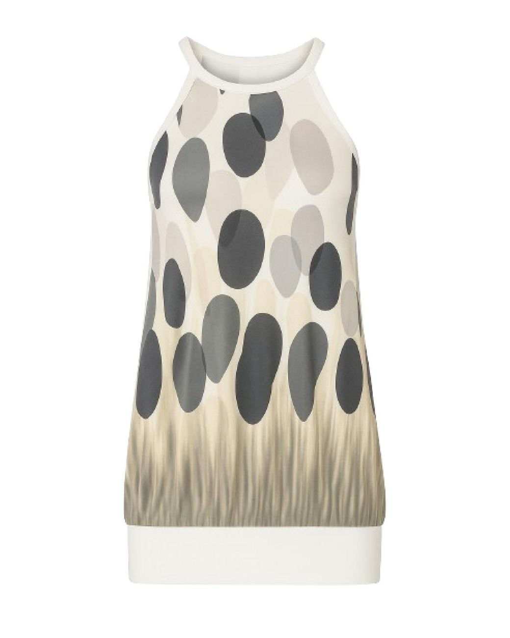 Conquista White Print Mini Dress With Banded Hem