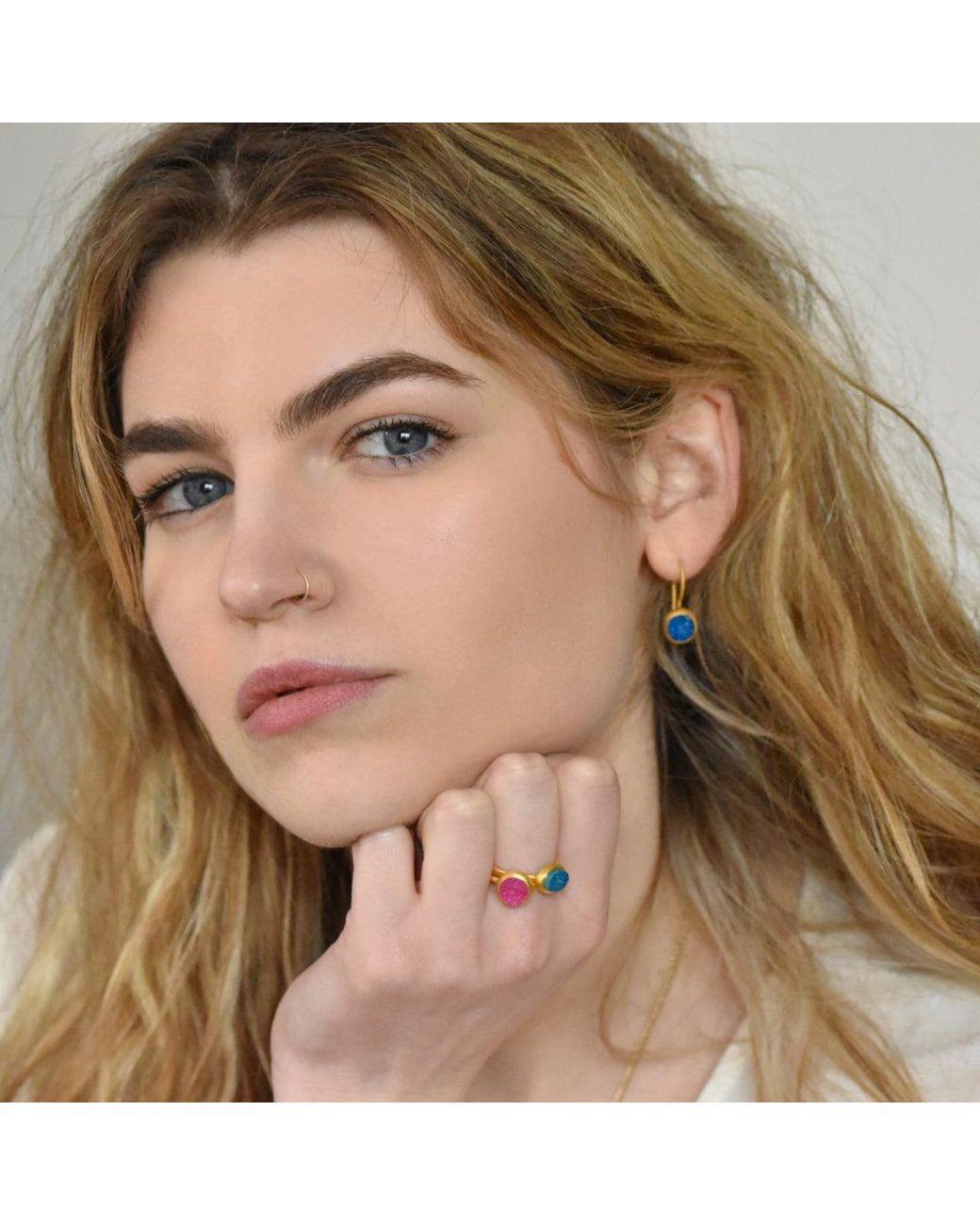GEM BAZAAR Blue Balls Of Fire Stacking Ring