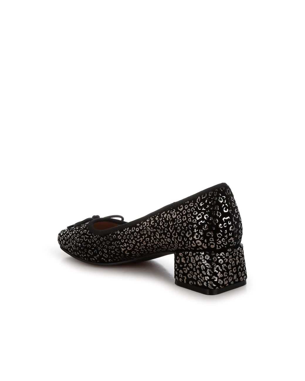 Rag & Co Ningen Leopard Print Block Heel Ballerinas in Black | Lyst