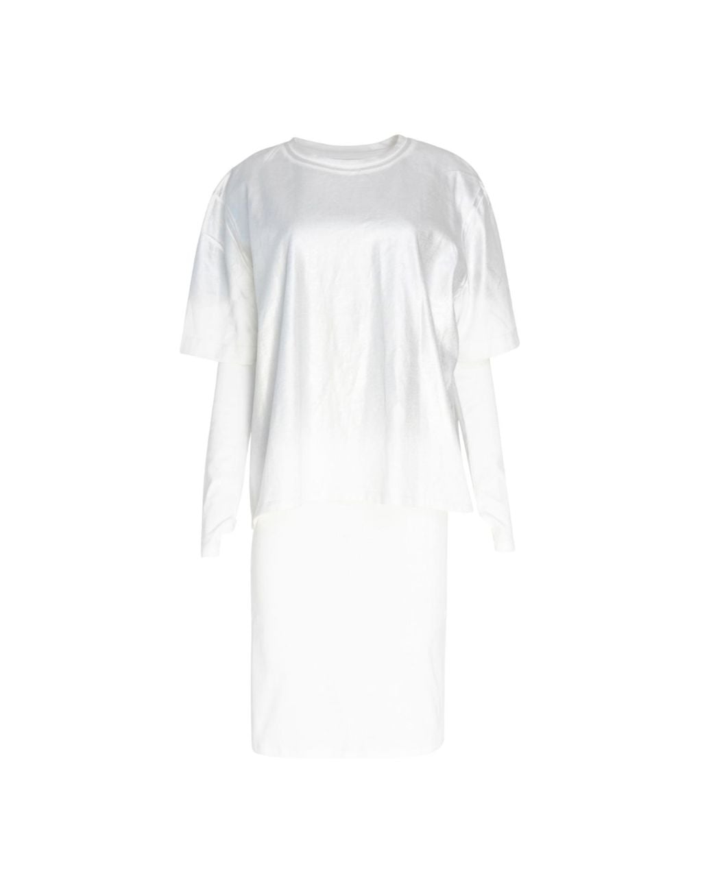 Circular Path White Doubled Layer Dress