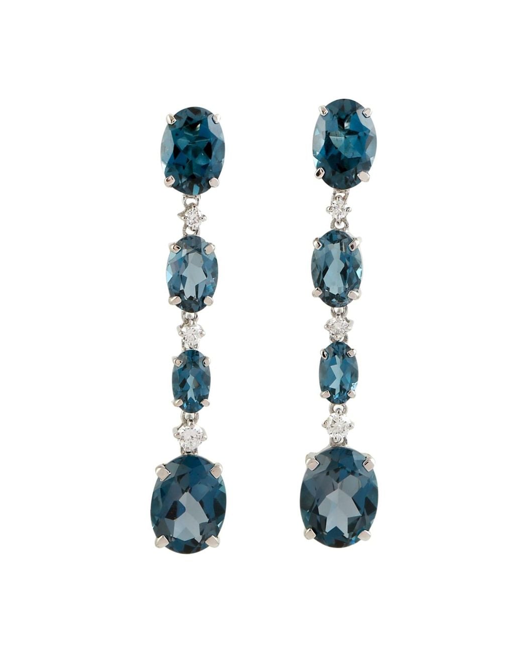 Artisan Blue 14K Oval London Topaz & Diamond Drop Earrings