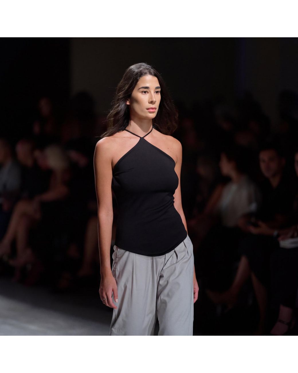 Elamins Black V-Hem Halter Top