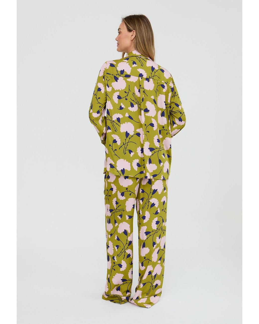 Lily and Lionel Green Evie Long Sleeve Floral Print Pyjama Set
