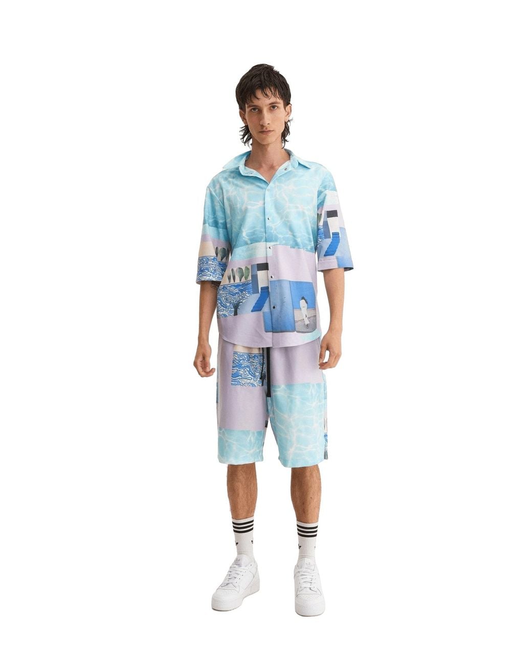 mysimplicated Blue Short Sleeve Shirt Water Design for men