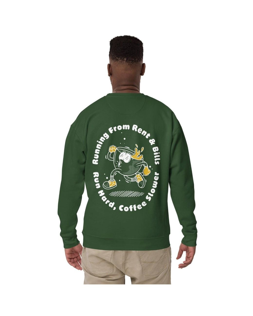 Anchor and Crew Green Forest Gustatory Coffee Over Bills Cotton Blend Embroidered Sweatshirt