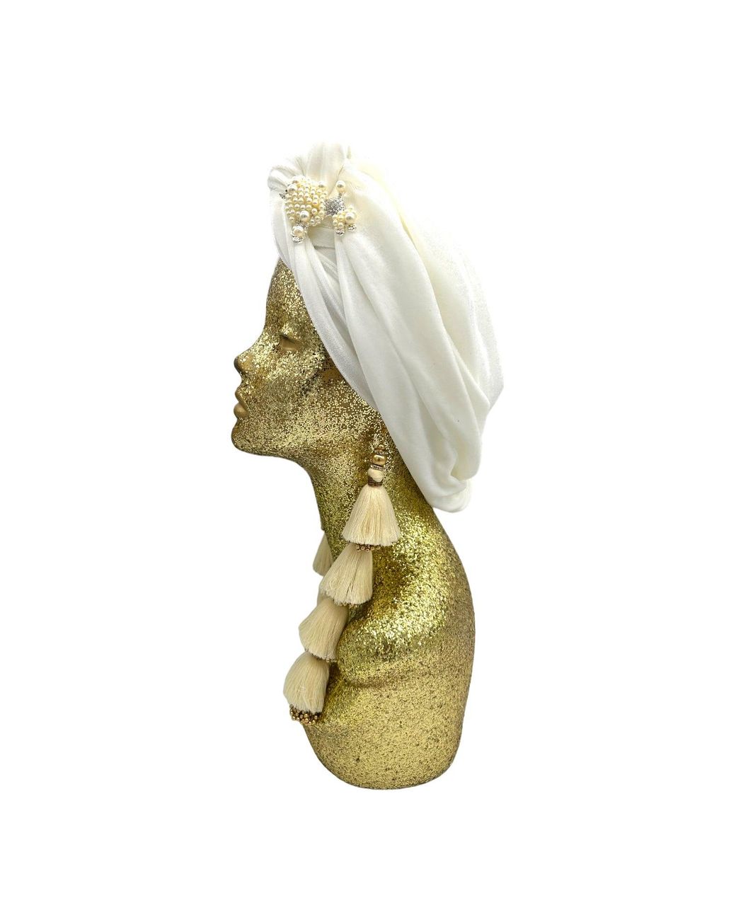 Julia Clancey Metallic Ivory & Pearl Poodle Dorado Turban
