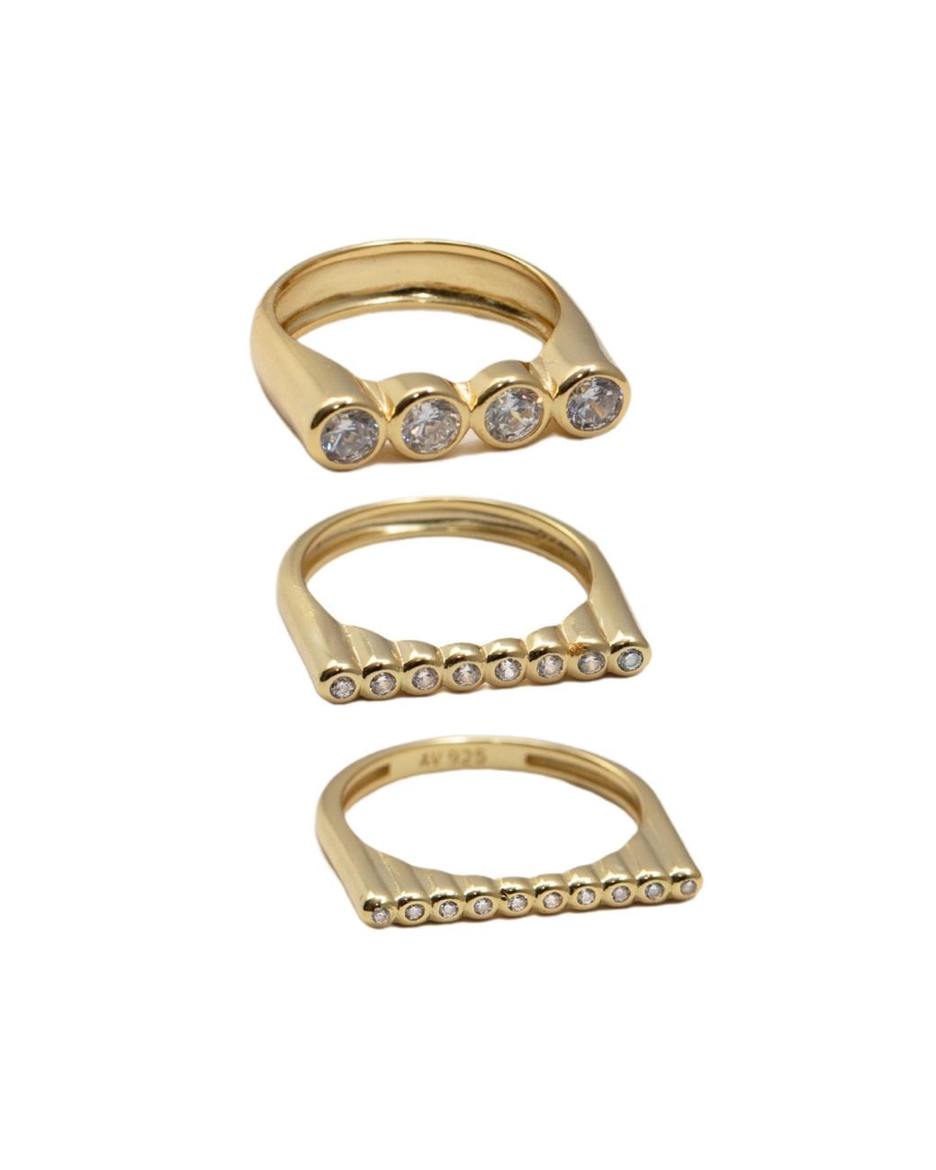 Argento Vivo Metallic The Gemma Ring Stack