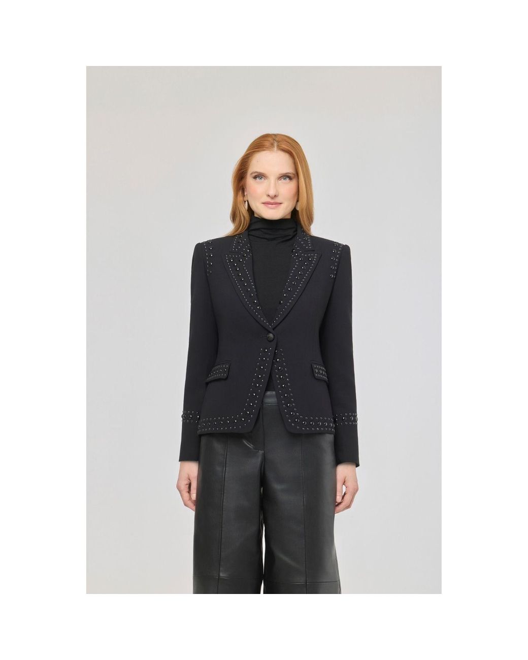 The Extreme Collection Black Blazer With Bold Stud Accents Rock Star
