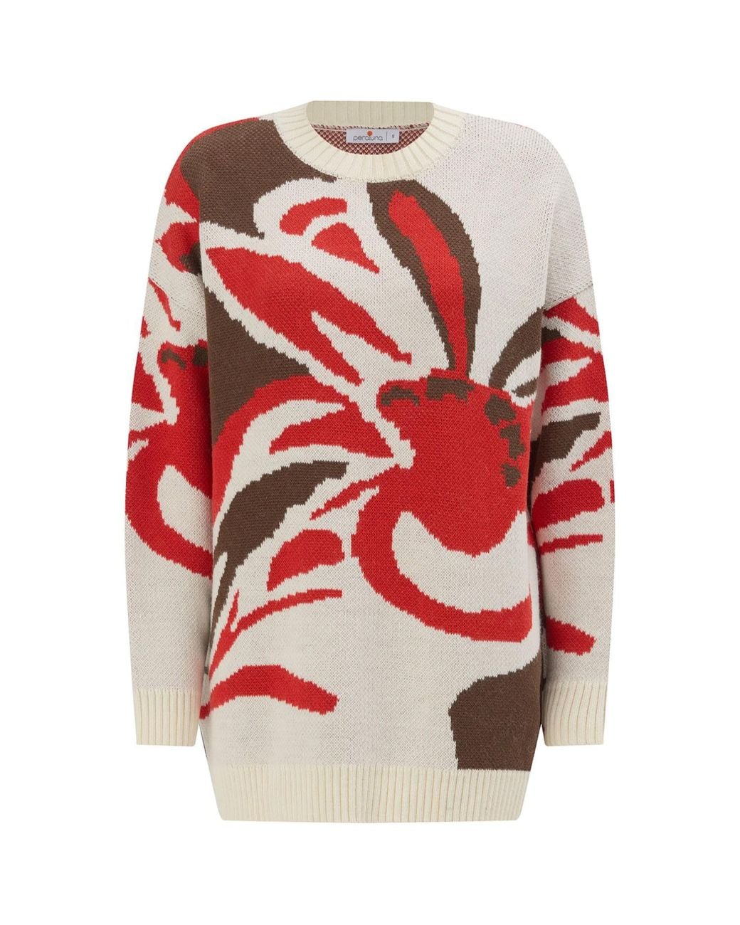 Peraluna Red Polina Floral Long Pullover