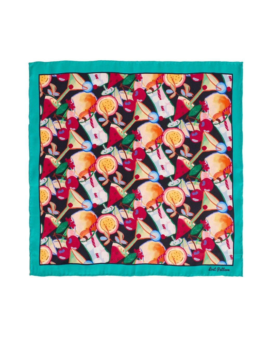 Lost Pattern Blue Party Time Silk Pocket Square for men