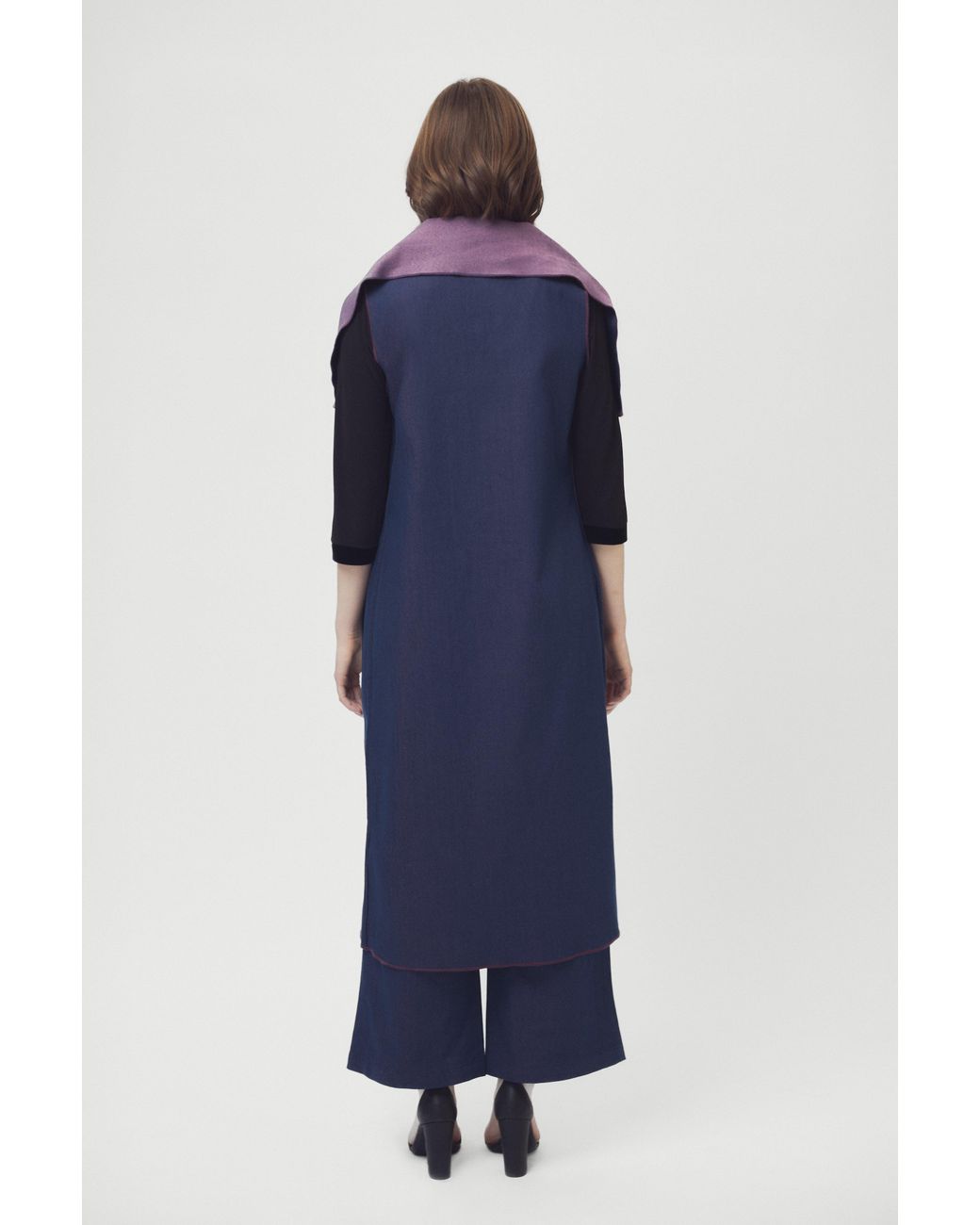 Saniya Khan Blue Deep & Mauve Reversible Denim Duster