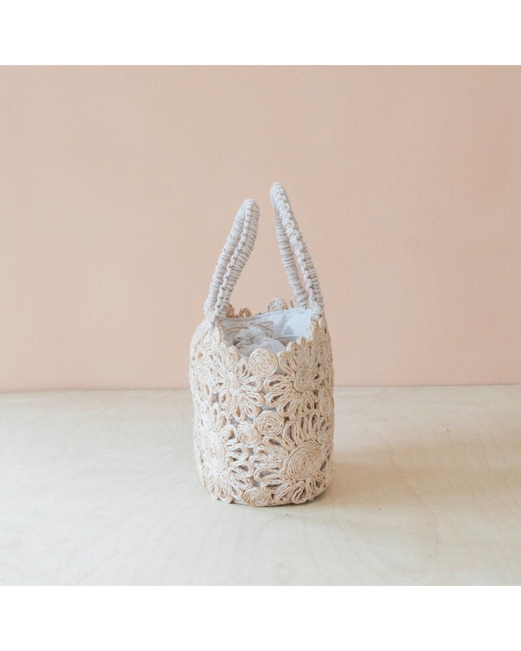 LIKHÂ Metallic Neutrals Handwoven Abaca Small Tote Bag – Flower Weave