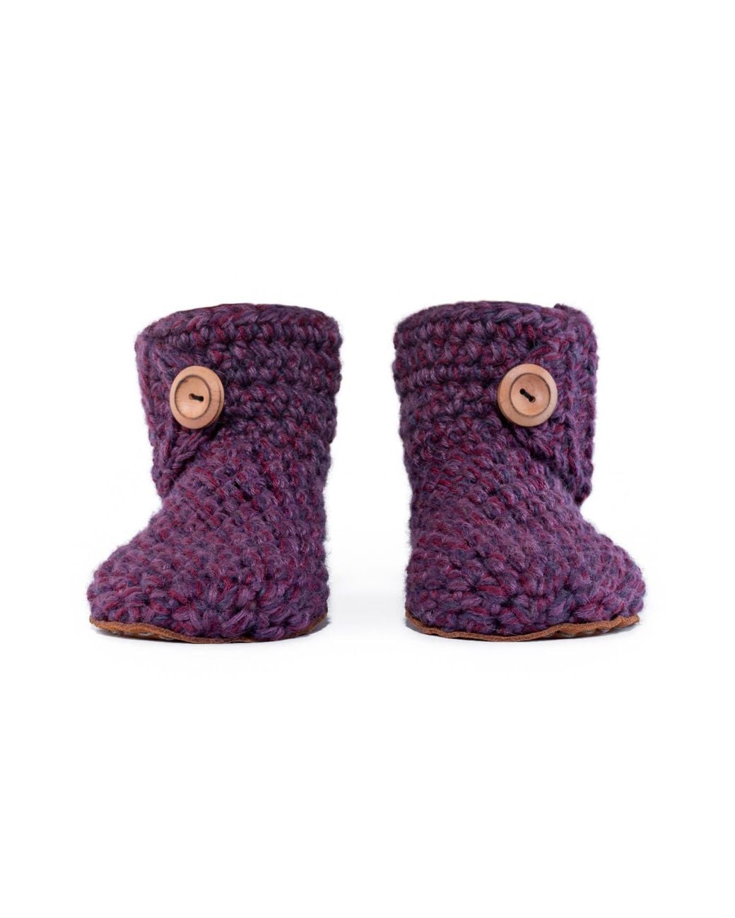 Kingdom of Wow Purple Artisan Made Boot Wool Slippers For