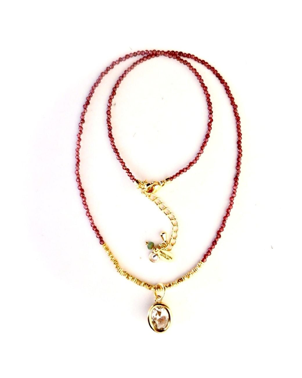 Persia Dona Jewelry Metallic Gemstones X Oval Crystal Necklace