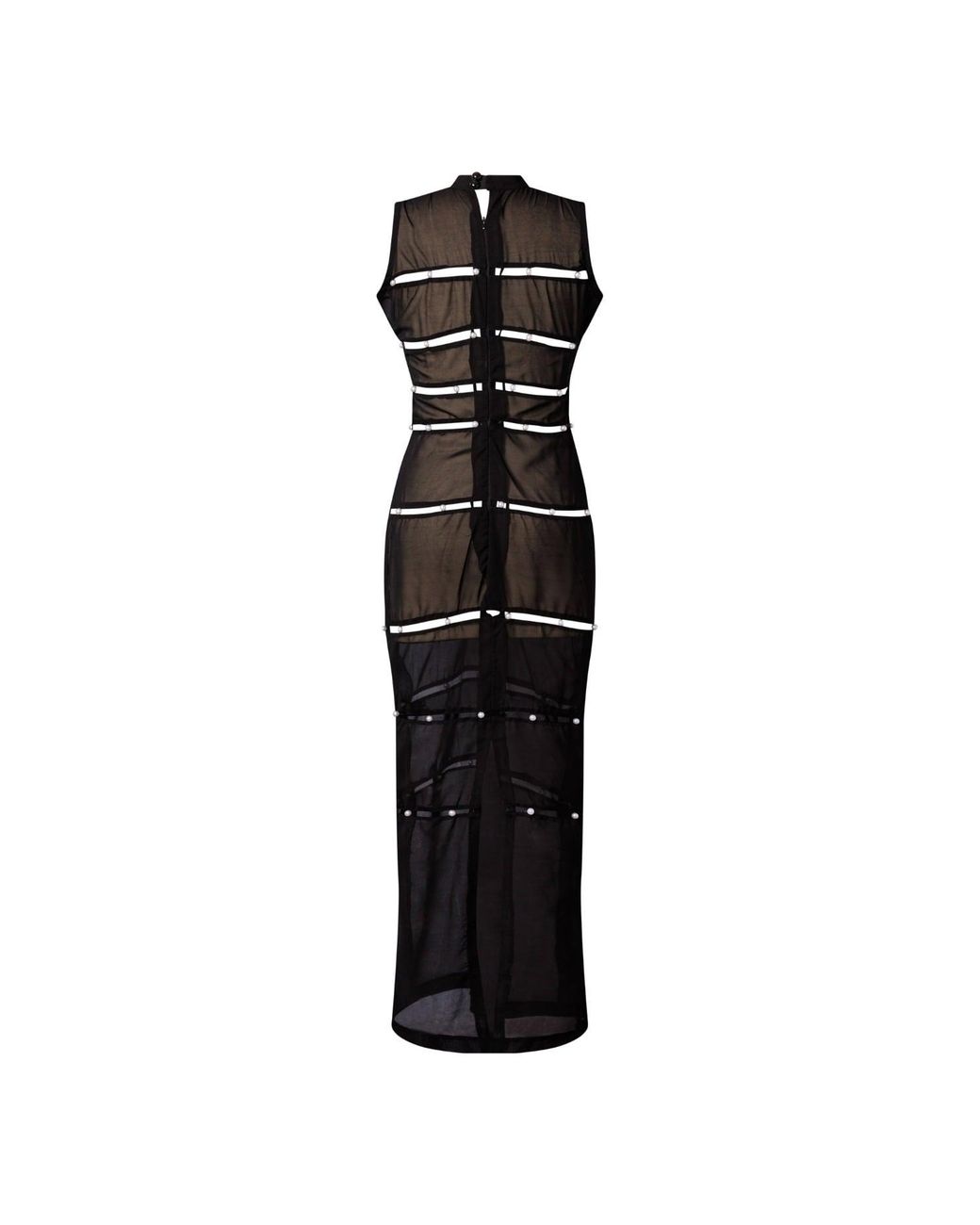 Chuks Collins Black Ife Sleeveless Sheer Dress