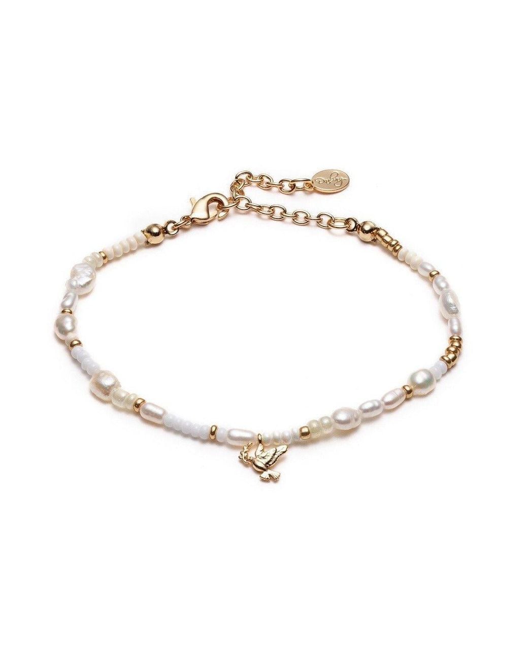 With Love Darling Metallic Peace Pearl Bracelet