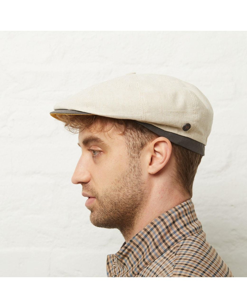 Dasmarca Hats Multicolor Neutrals Raggie Natural Linen Cotton Summer Italian Flat Cap For for men