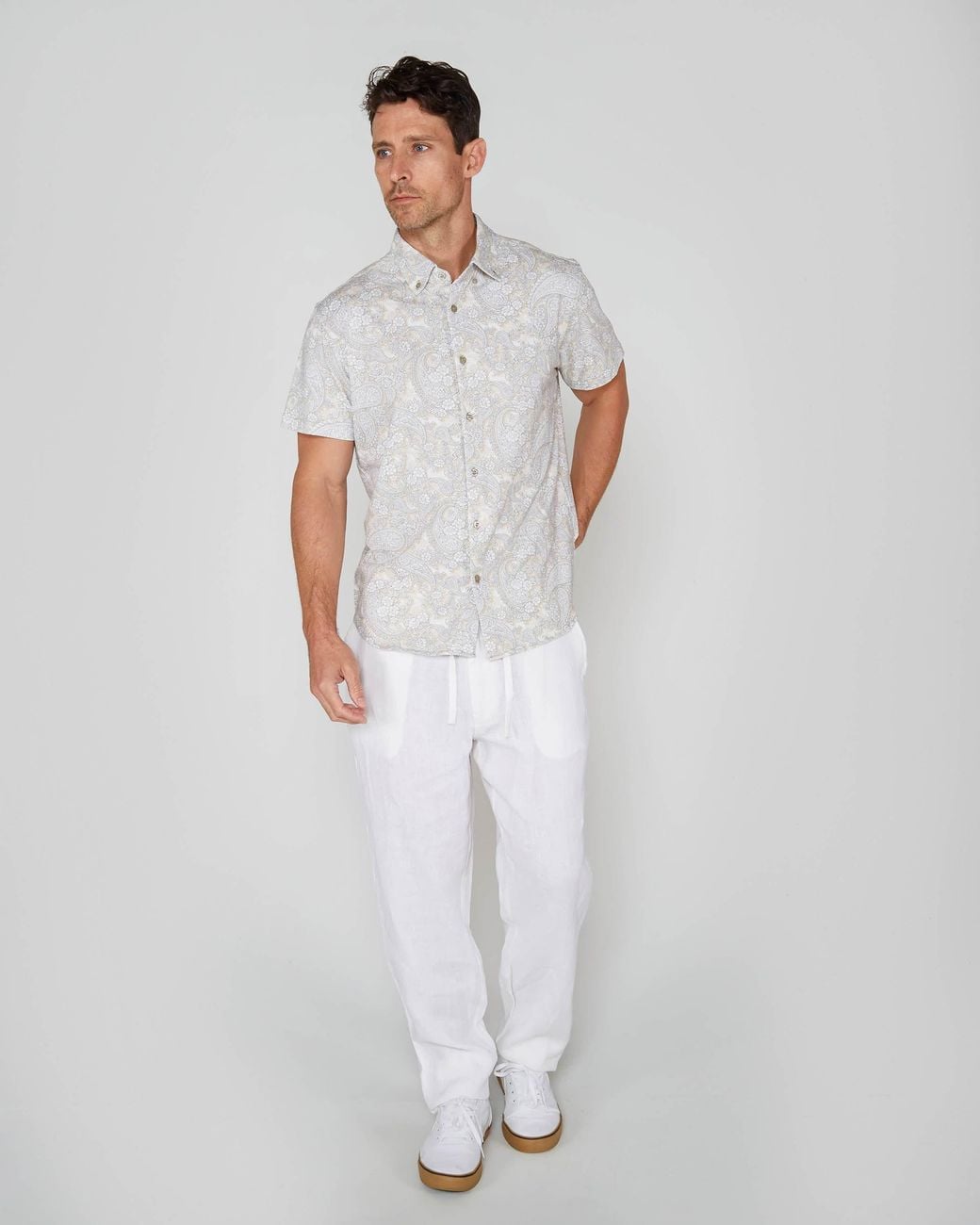 Lords of Harlech White Devon Linen Pant for men